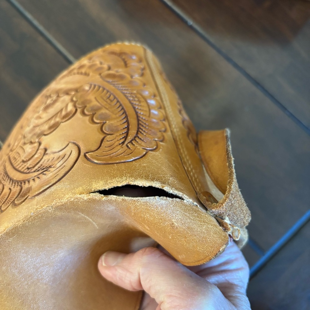Vintage Handcrafted Mexican Tan Leather Bag Set Trio Genuine Cowhide Western - Picture 14 of 16